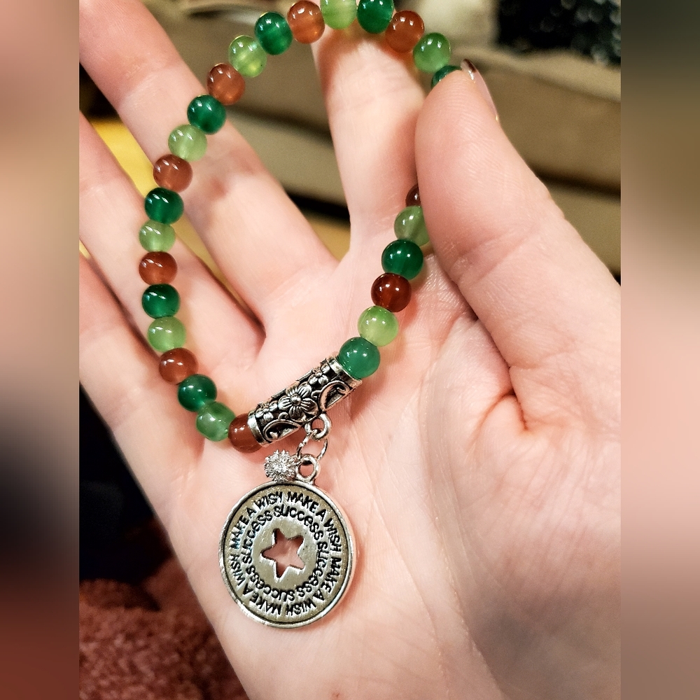 Glass Beaded Bracelet with Charms